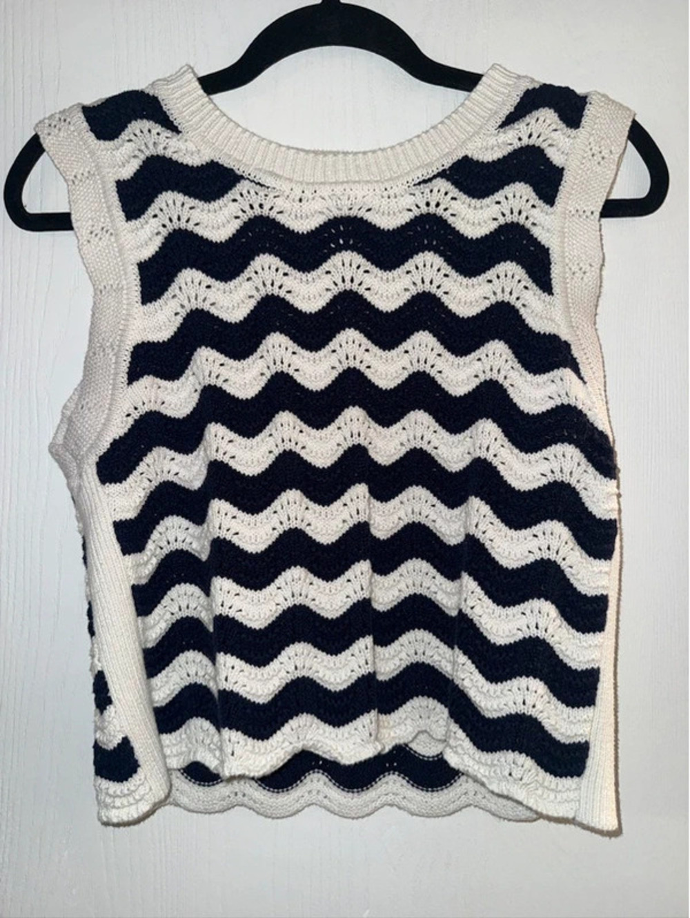 Joie navy/cream striped crochet top - M/L